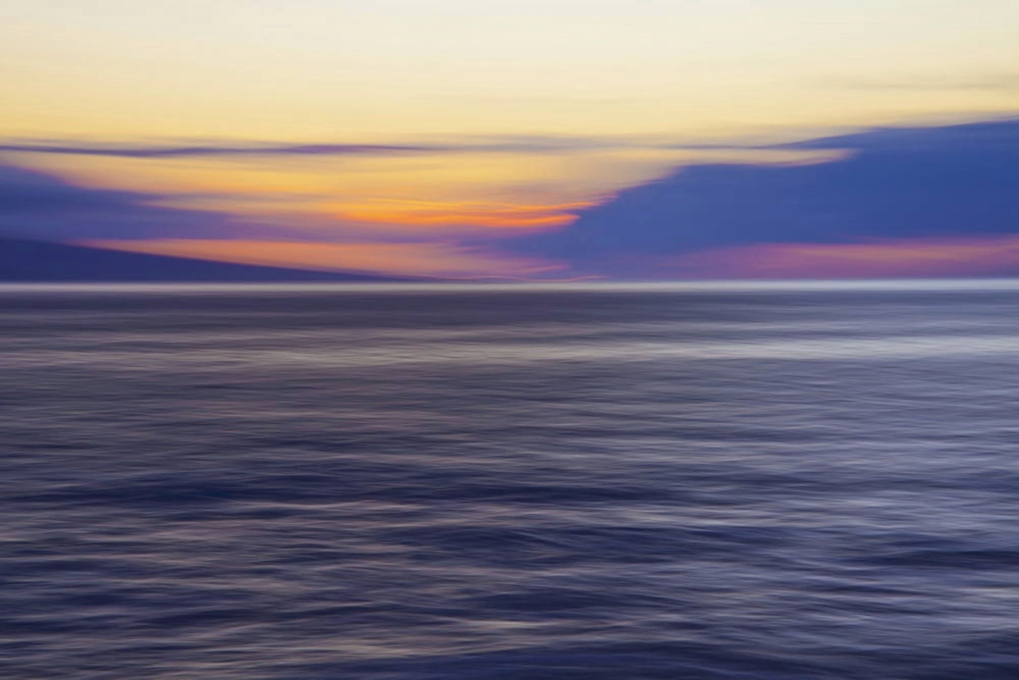 Hawaii Maui Ocean waves in motion and a vibrant tropical sunset Canvas Art - Dave Fleetham Design Pics (36 x 24)