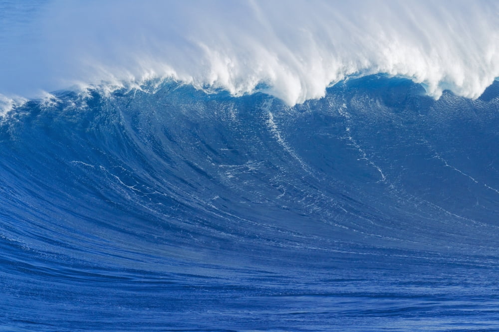 Hawaii Maui Peahi Giant wave breaking at Jaws Canvas Art - MakenaStockMedia Design Pics (38 x 24)