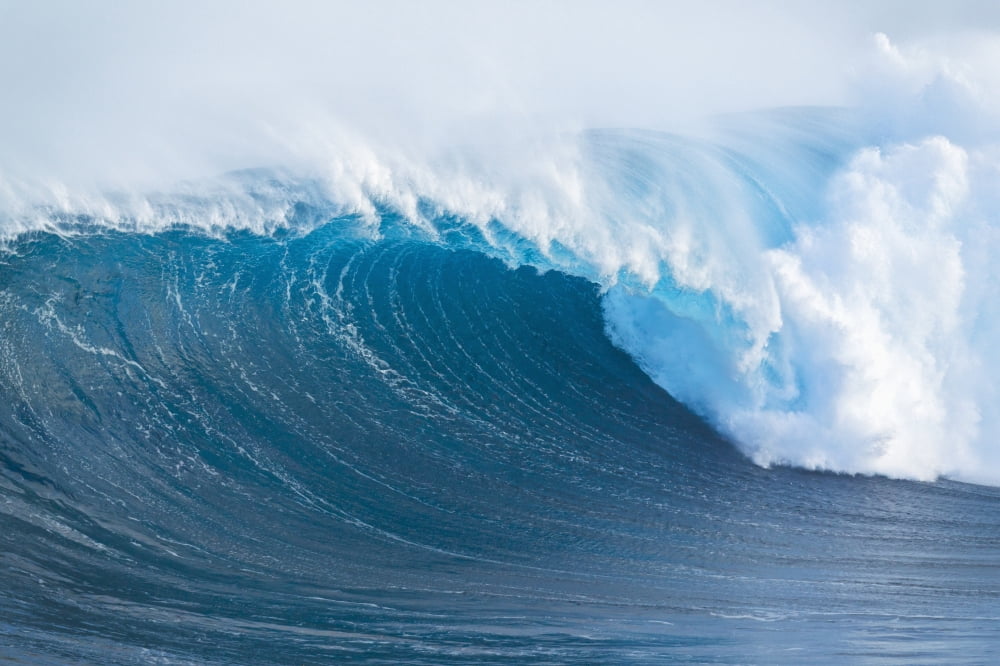 Hawaii Maui Peahi Giant wave breaking at Jaws Canvas Art - MakenaStockMedia Design Pics (38 x 24)