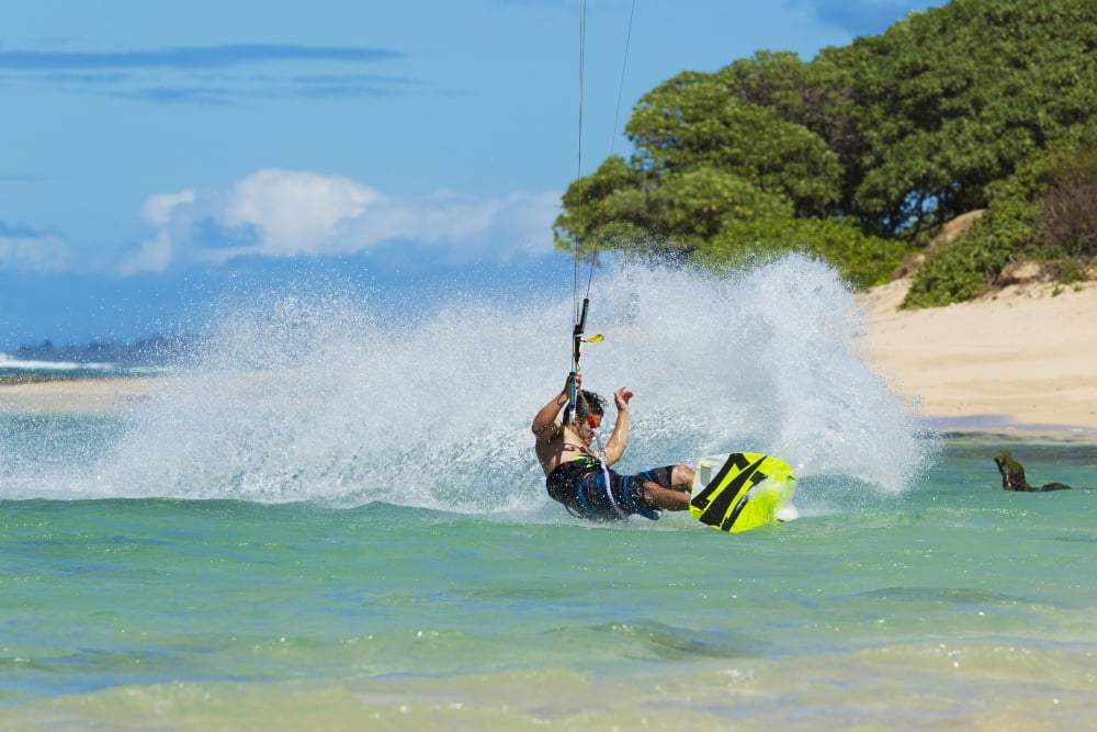 Hawaii Maui Professional Kiteboarder Shawn Richman Kitesurfing On The North Shore Editorial Use Only Canvas Art - MakenaStockMedia Design Pics (19 x 12)