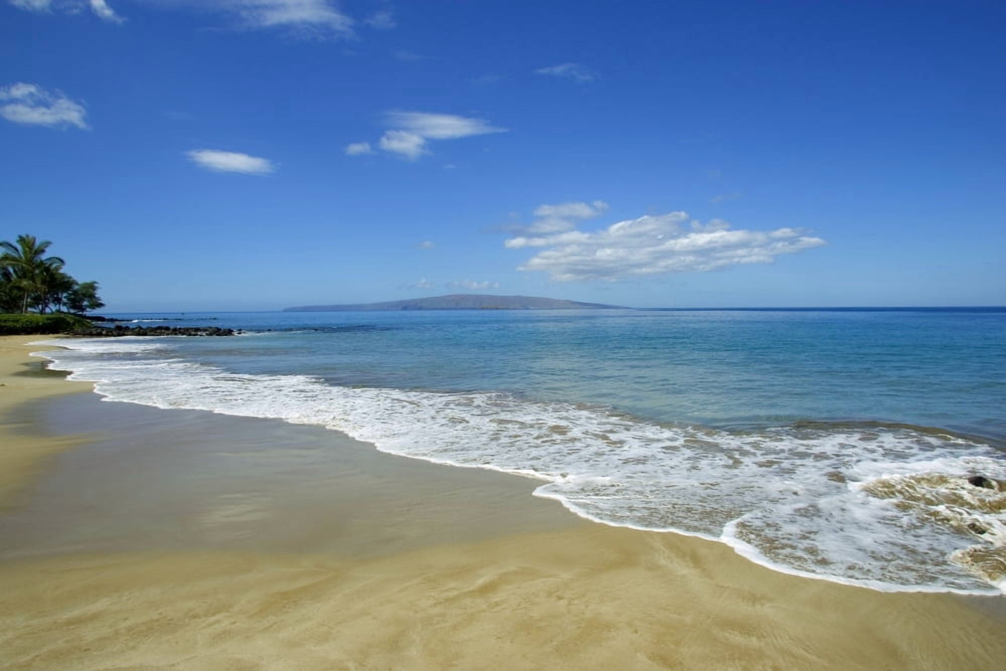 Hawaii Maui Wailea Beautiful Polo Beach Kahoolawe In Distance Canvas Art - Ron Dahlquist Design Pics (36 x 24)