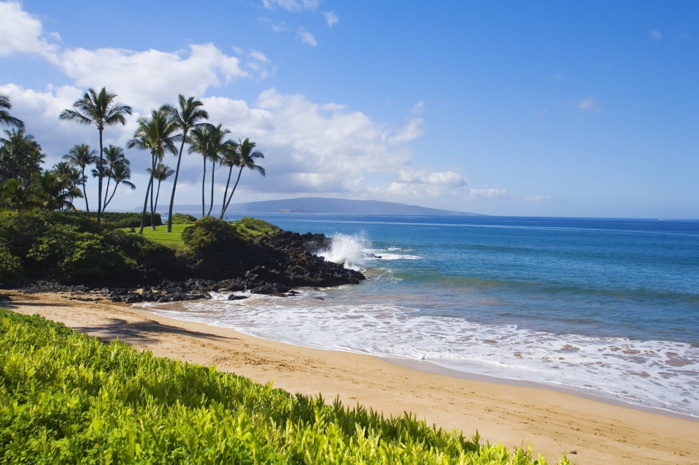 Hawaii Maui Wailea Beautiful Ulua Beach Canvas Art - Ron Dahlquist Design Pics (17 x 11)