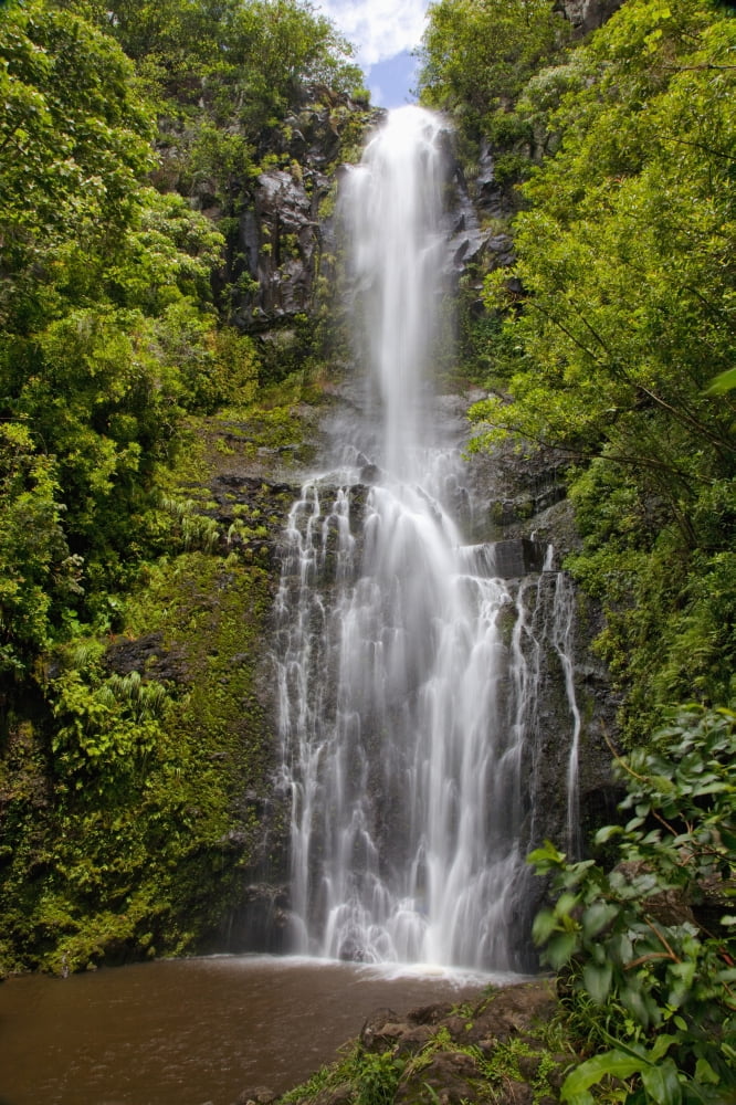 Hawaii Maui Wailua Falls Large falls with lush foliage Canvas Art - Jenna Szerlag Design Pics (24 x 38)