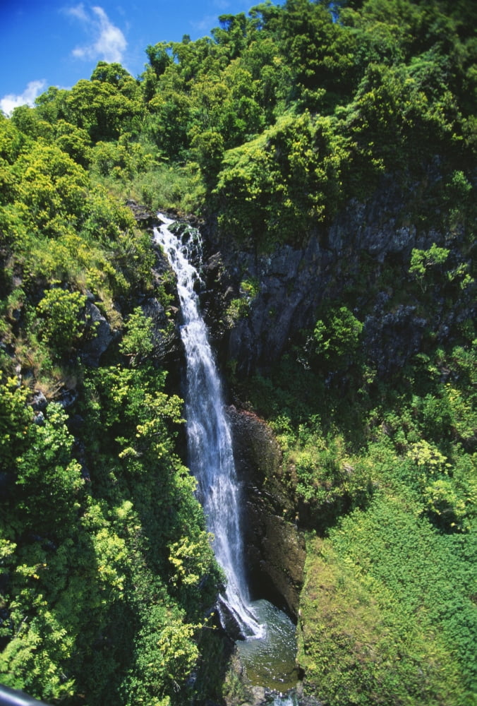 Hawaii Maui Waterfall Along Slopes Of Haleakala Above Huelo Canvas Art - Ron Dahlquist Design Pics (24 x 38)