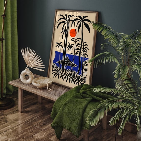 Hawaii Molokai Retro Tropical Island Landscape Poster , Poster Print Only