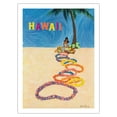thumbnail image 1 of Hawaii - Native Hawaiian Making Leis - Vintage Hawaiian Travel Poster by John A. Fernie c.1970s - Bamboo Fine Art 290gsm Paper Print (Unframed) 24x32in, 1 of 4