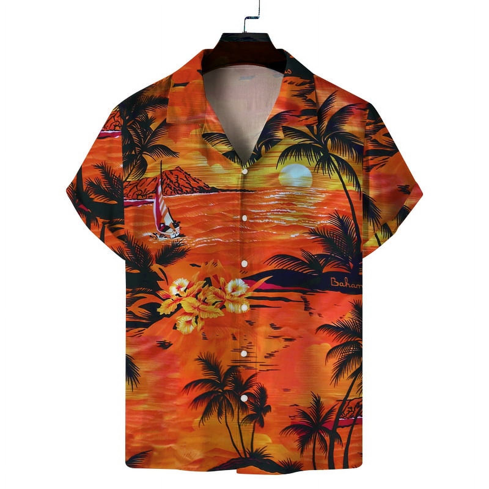 Hawaii New Men's Shirts 3D Flower Pirnt Short Sleeve Shirt Party ...