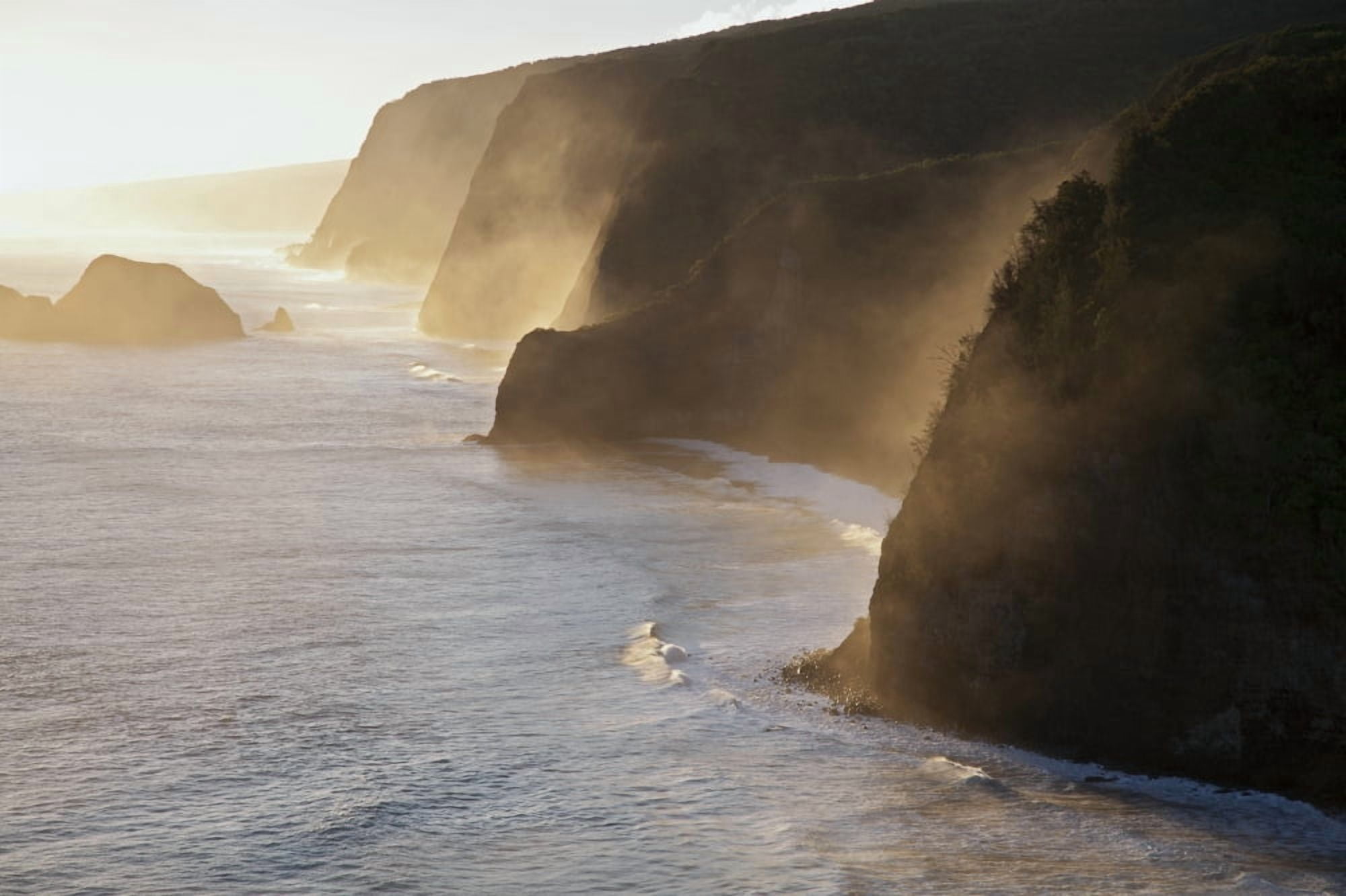 Hawaii North Kohala Pololu and Honokane Niu Valleys at sunrise from Pololu Lookout Canvas Art - Peter French Design Pics (19 x 12)