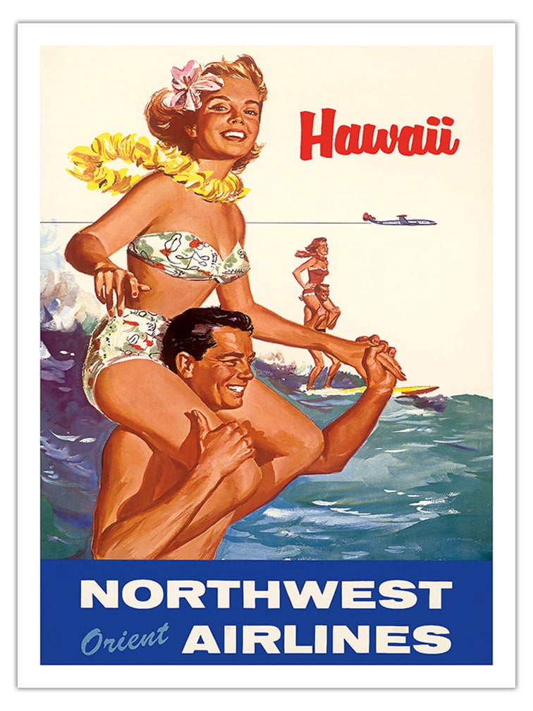 Northwest 航空 ビンテージ ポスター Hawaii poster Hawaii - Northwest Orient Airlines - Vintage Airline Travel Poster