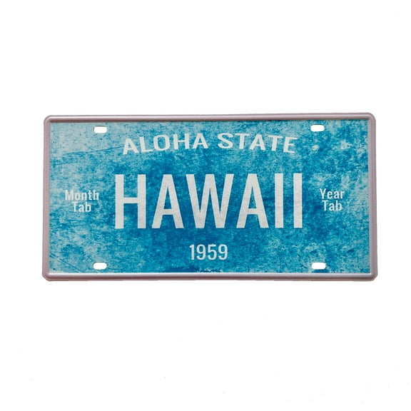 Hawaii Novelty License Plate Metal Hawaiian Sign 12" X 6" Aloha State 1959