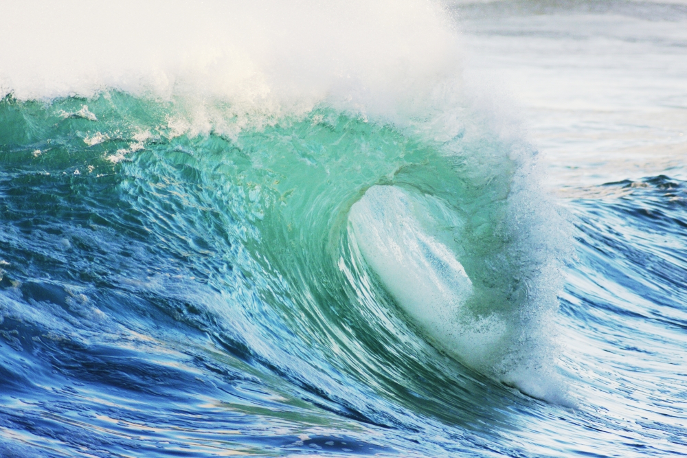 Hawaii Oahu Beautiful Wave Breaking Canvas Art - Vince Cavataio Design Pics (38 x 24)