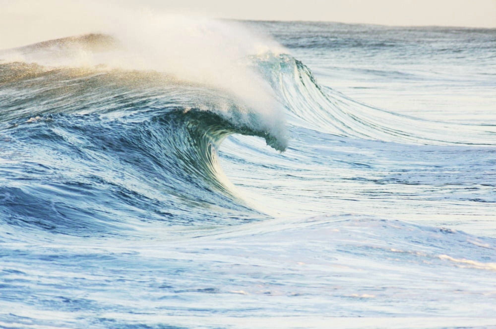 Hawaii Oahu Beautiful Wave Breaking Canvas Art - Vince Cavataio Design Pics (38 x 24)