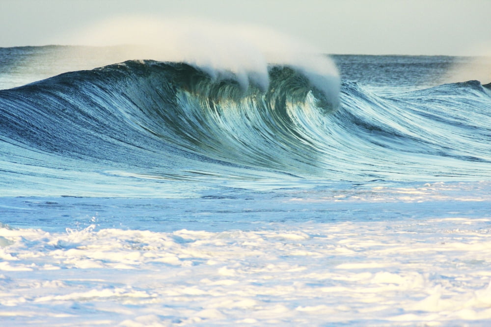 Hawaii Oahu Beautiful Wave Breaking Canvas Art - Vince Cavataio Design Pics (38 x 24)