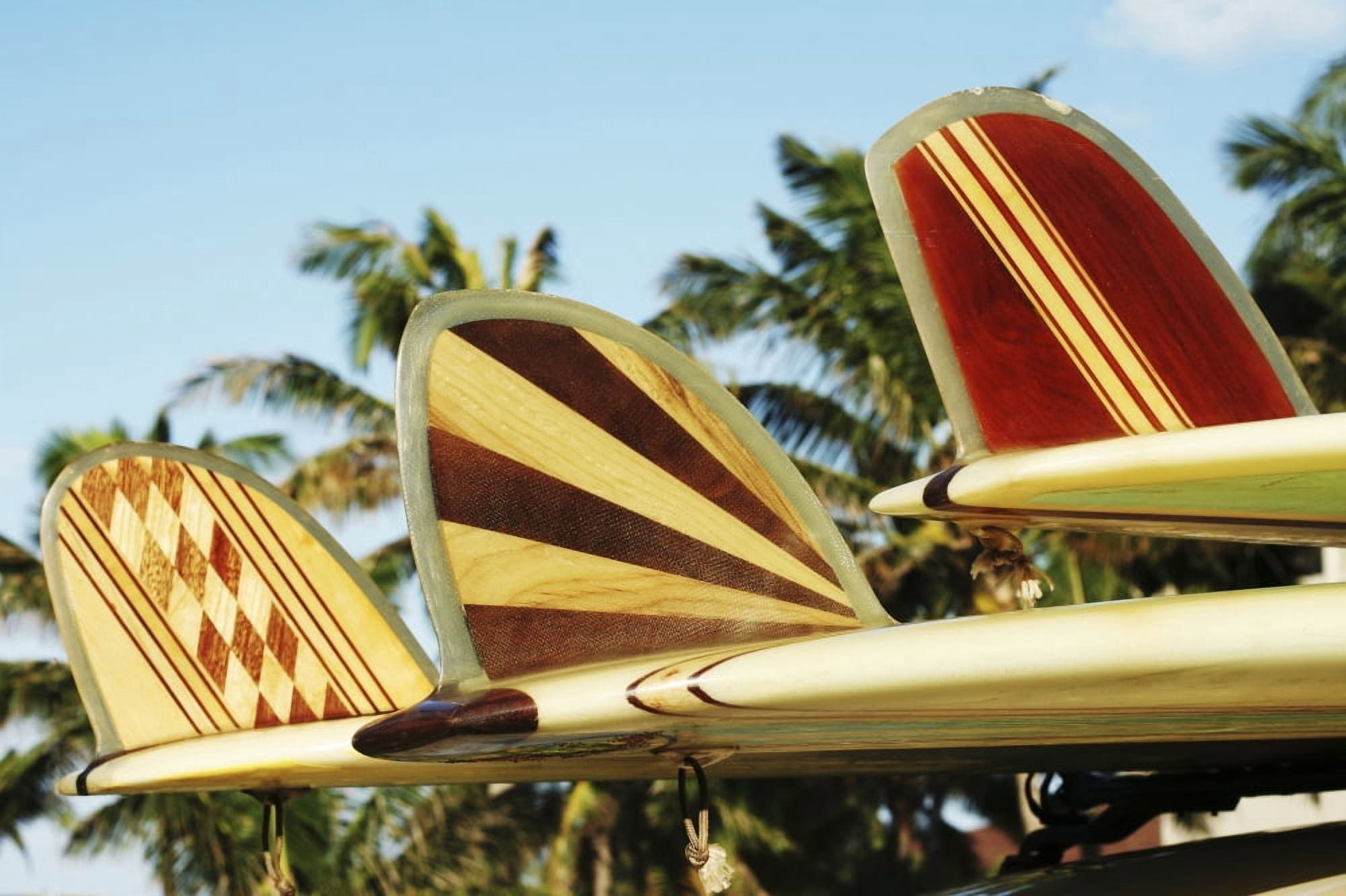 Hawaii Oahu Colorful Hawaiian Design Surfboards Fins Canvas Art - Vince Cavataio Design Pics (17 x 11)