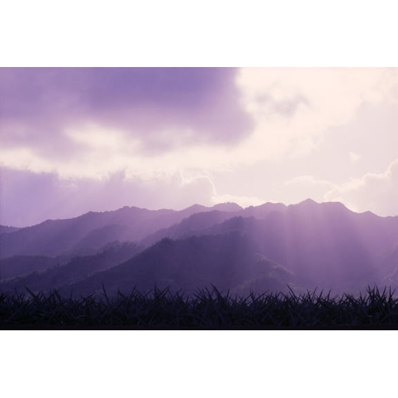 Hawaii Oahu Mount Kaala Waianae Mountain Range Sun Rays A43A Canvas Art - Joe Carini Design Pics (38 x 24)