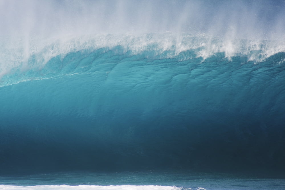 Hawaii Oahu North Shore Pipeline Wave Breaking Canvas Art - Vince Cavataio Design Pics (38 x 24)