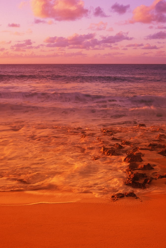 Hawaii Oahu North Shore Sunset Canvas Art - Vince Cavataio Design Pics (22 x 34)