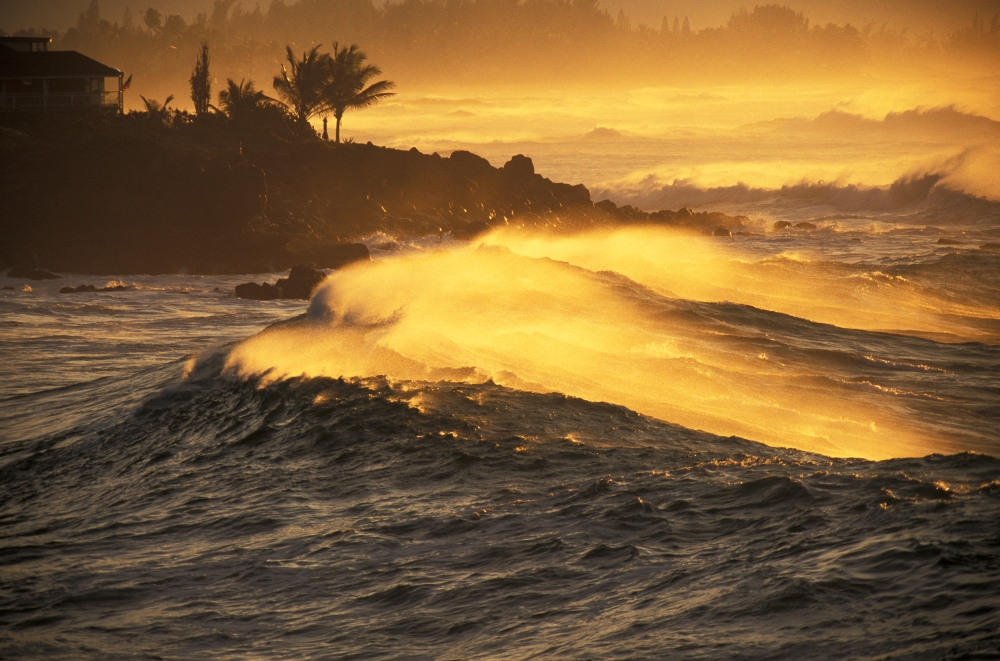 Hawaii Oahu North Shore Sunset View Of Coastline Canvas Art - Vince Cavataio Design Pics (17 x 11)
