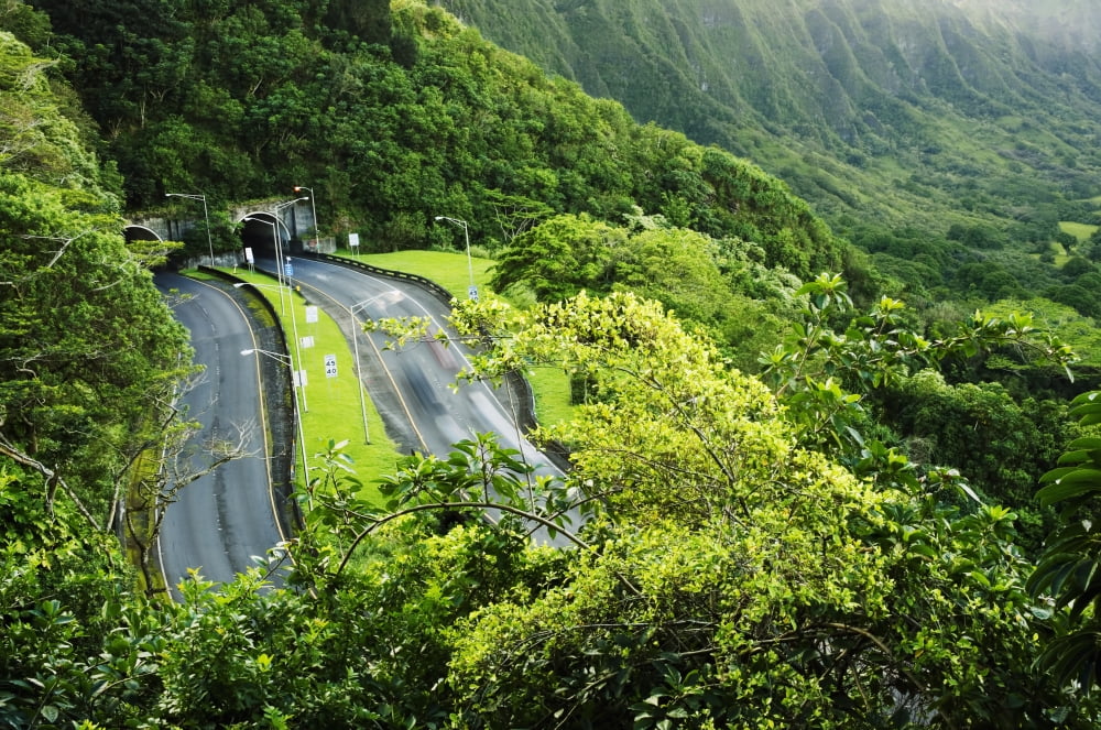 Hawaii Oahu Pali Highway Tunnels And Koolau Mountain Range On The Windward Side Of The Island Canvas Art - Charmian Vistaunet  Design Pics (19 x 12)