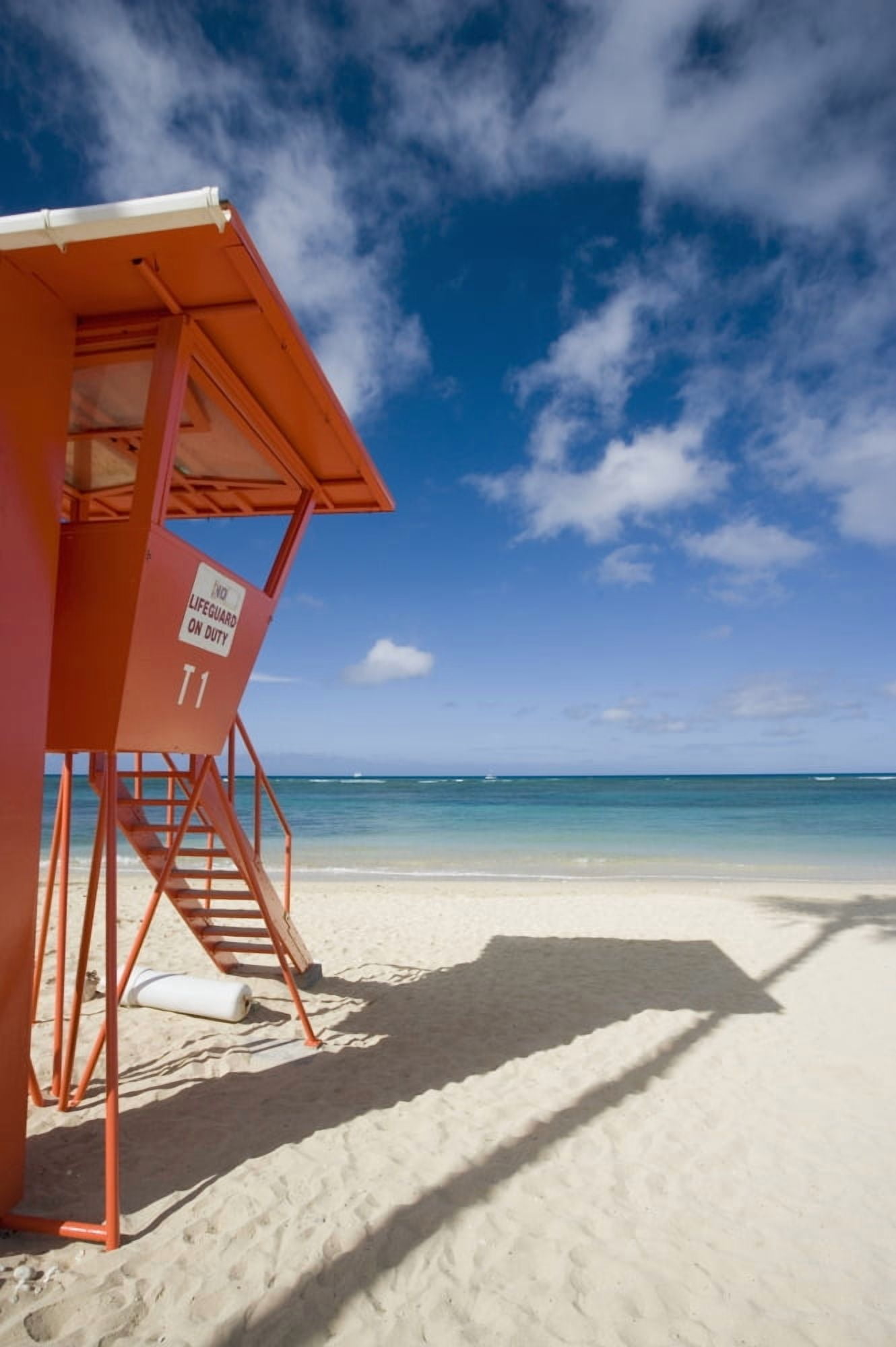 Hawaii Oahu Waikiki Beach Lifeguard Tower Canvas Art - M Swiet Productions Design Pics (24 x 36)