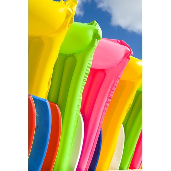 Hawaii Oahu Waikiki Close-Up View Of Colorful Plastic Rafts And Boogie Boards. Poster Print