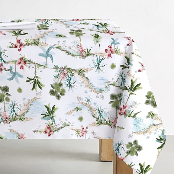 Hawaii Palm Leaves Tablecloth Summer Tropical Table Covers for Birthday & Party Decorations / Kitchen Dining Room / Picnic，BBQ / Tabletop / Weddings (Rectangle, 60"×102")