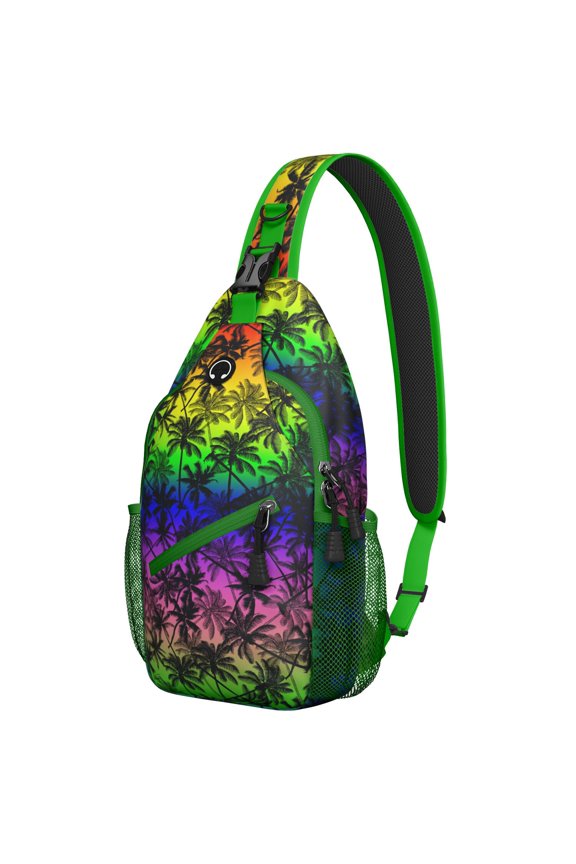 Hawaii Palm Tree Crossbody Bag - Minimalist Chest Backpack for Outdoor Adventures - Lightweight & Travel-Ready Anti-Theft Shoulder Bag