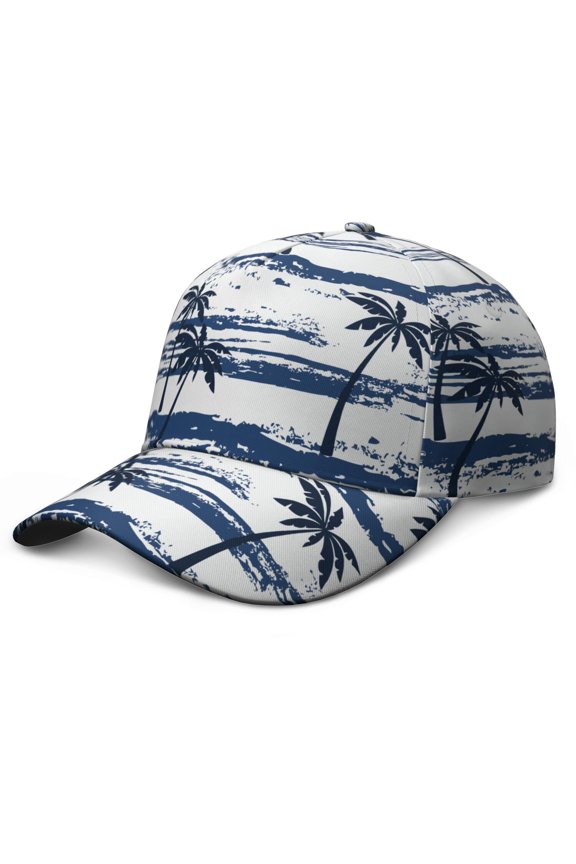Hawaii Palm Tree Dad Hat, Washed Unstructured Cap with Comfortable Fit, Minimalist Palm Tree and Hawaiian Sunset Beach Design Adjustable Hat for Summer Beach Vacation and Outdoor Sports