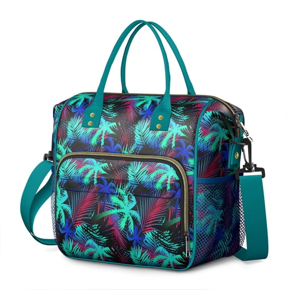 Hawaii Palm Tree Insulated Lunch Bag - Leakproof & Waterproof Thermal Tote for Outdoor, Gym, or Work, Boho Style Cooler with Multi-Pockets