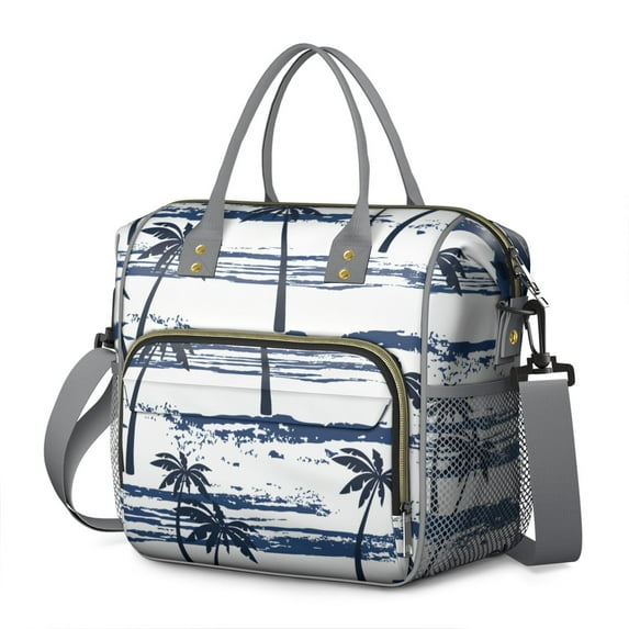 Hawaii Palm Tree Large Lunch Box – Leakproof Insulated Cooler Tote with Tropical Print, Dual Compartment Design, Portable and Foldable for Picnic, Travel, Office
