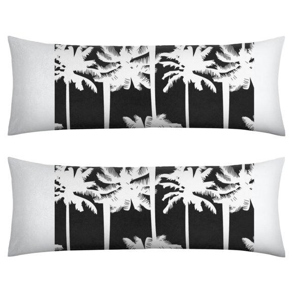 Hawaii Palm Tree Throw Pillow Cover Black Silhouette Against Blood Orange Sky, Moody Aesthetic, Double-Sided Premium Velvet for Dramatic Decor