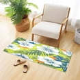 thumbnail image 1 of Hawaii Pattern White Blue Tropical Florals Plush Carpet Non Slip Runner Rug Absorbent Bath Mat 39" x 20", 1 of 8