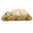 thumbnail image 1 of Hawaii Pet Bed, Vintage Blossom Floral Illustration with Fresh Spring Flowers, Chew Resistant Pad for Dogs and Cats Cushion with Removable Cover, 24" x 39", Marigold Army Green, by Ambesonne, 1 of 4