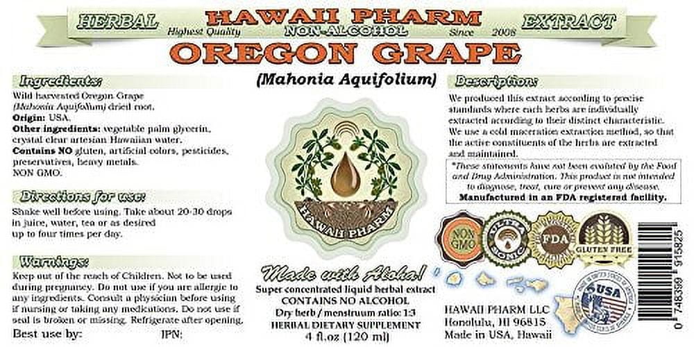 Hawaii Pharm Oregon Grape AlcoholFree Liquid Extract, Oregon Grape