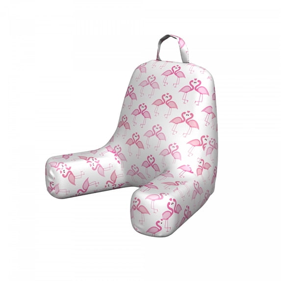 Hawaii Reading Pillow Cover, Tropical Summer Birds Repetitive Pattern of Love Flamingos and Hearts, Unstuffed Printed Bed Rest Case from Soft Fabric, Small, Pink and Pastel Pink, by Ambesonne
