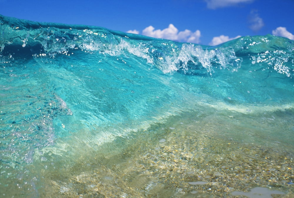 Hawaii Ripple Of Crystal Clear And Turquoise Water Breaks On Sandy Shore Canvas Art - Vince Cavataio Design Pics (38 x 24)