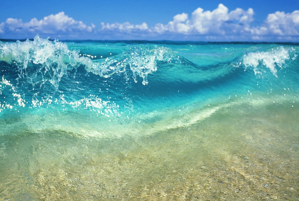Hawaii Ripple Of Crystal Clear And Turquoise Water Breaks On Sandy Shore Canvas Art - Vince Cavataio Design Pics (38 x 24)