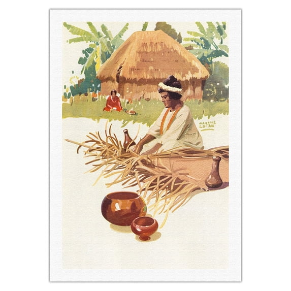 Hawaii Samoa Fiji Australia - Steamship SS Maui - Vintage Ocean Liner Travel Poster by Maurice Logan c.1930 - Fine Art Rolled Canvas Print (Unframed) 27in x 40in