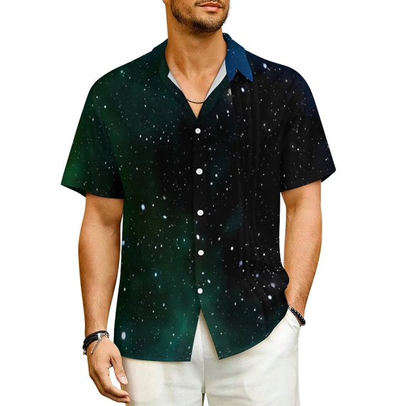 Hawaii Shirt Vacation Red Galaxy Blouses Abstract Space Print Loose Casual Shirts Mens Sho