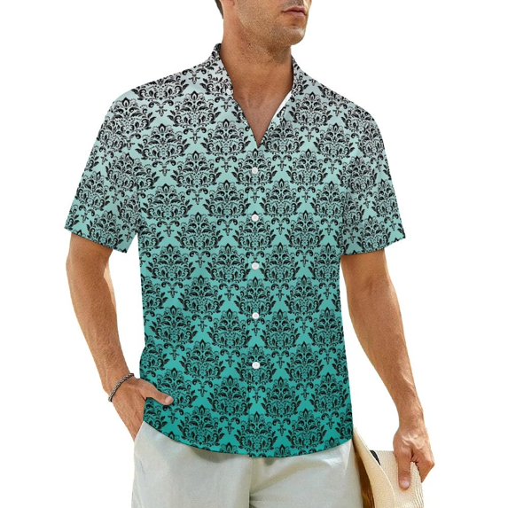 Hawaii Shirt Vacation Vintage Damask Blouses Purple And Gold Cool Casual Shirts Man Short