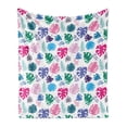 thumbnail image 1 of Hawaii Soft Flannel Fleece Throw Blanket, Colorful Pattern with Tropical Leaves on Plain Background Summer Aloha, Cozy Plush for Indoor and Outdoor Use, 50" x 60", Multicolor, by Ambesonne, 1 of 5