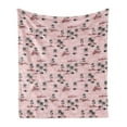 thumbnail image 1 of Hawaii Soft Flannel Fleece Throw Blanket, Summer Pattern with Palms Rocky Beach and Hibiscus Flora, Cozy Plush for Indoor and Outdoor Use, 60" x 80", Rose Dark Salmon, by Ambesonne, 1 of 5