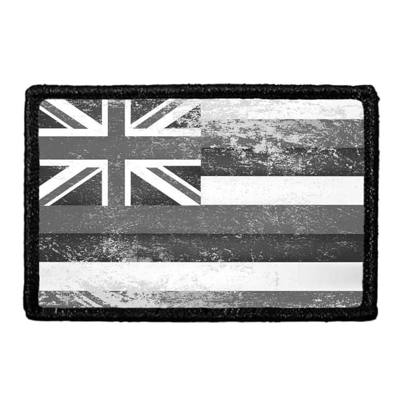 Hawaii State Flag - Black and White - Distressed - Removable Patch