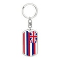 thumbnail image 1 of Hawaii State Flag Keychain Dog Tag Stainless Steel or 18k Gold, 1 of 16