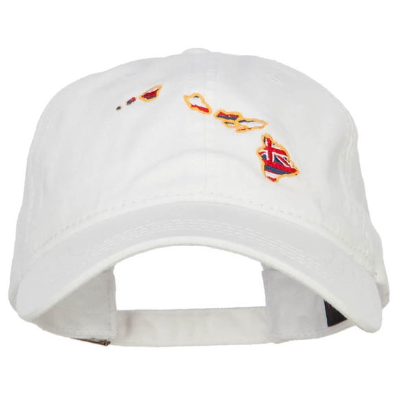 Hawaii State Flag Map Embroidered Washed Cap - White OSFM