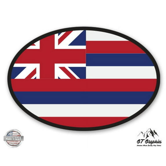 Hawaii State Flag Oval - 12" Vinyl Sticker Waterproof Decal