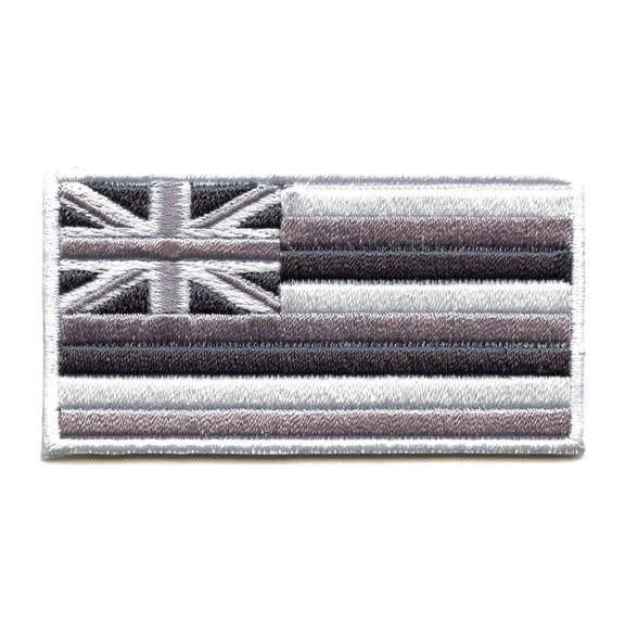 Hawaii State Flag Patch Grayscale Embroidered Iron On