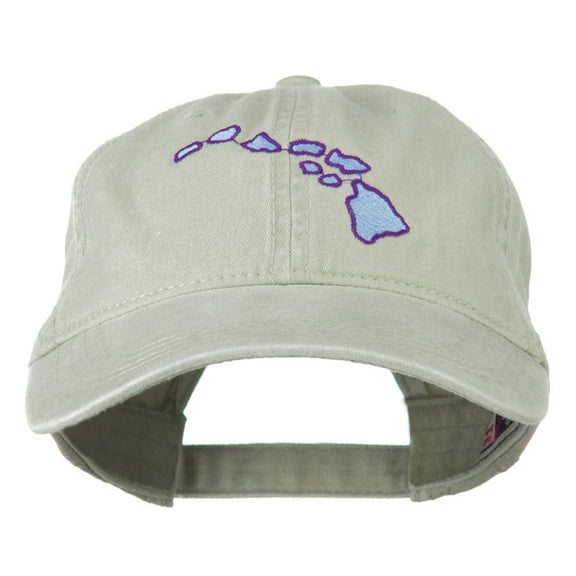 Hawaii State Map Embroidered Washed Cap - Stone Grey OSFM