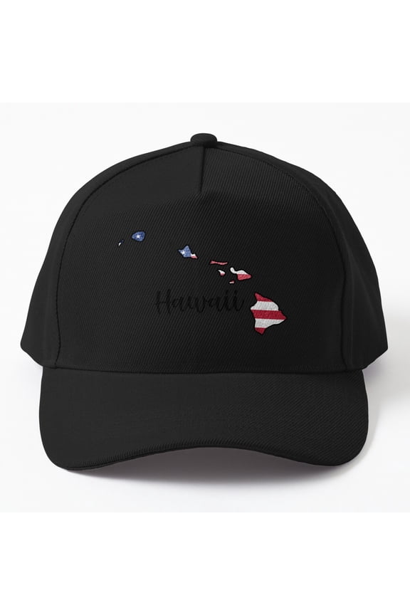 Hawaii State Outline Baseball Cap, USA American Flag Geography Design, Classic Hat