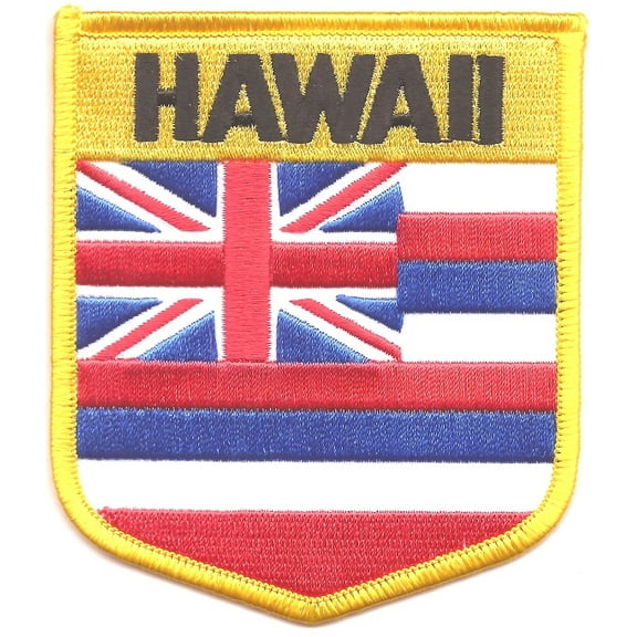 Hawaii State Shield Patch; Measure 3 1/8'" x 3 1/2", Embroidered Iron On or Sew On Shield Patch Flag Emblem